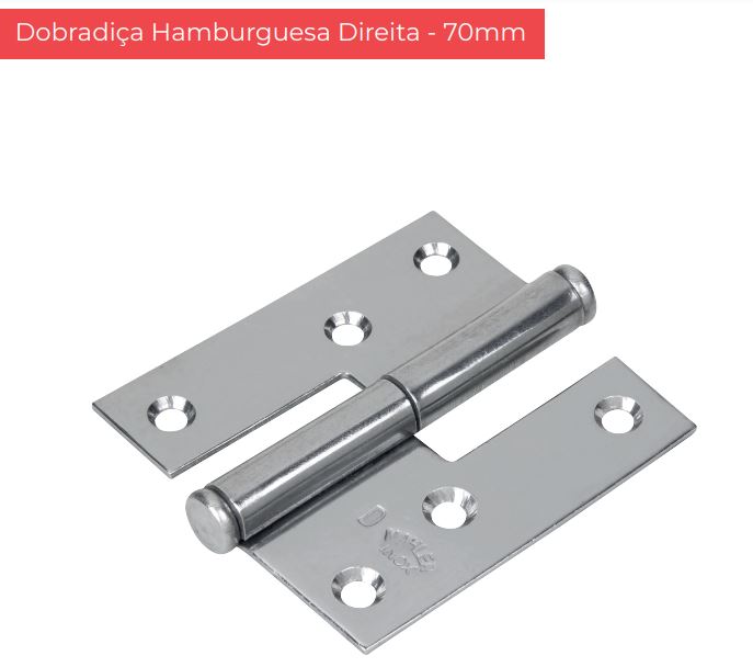 DOBRADICA INOX HAMBURGUESA DIR. 3" RF.40D 70X66 - MAHLER