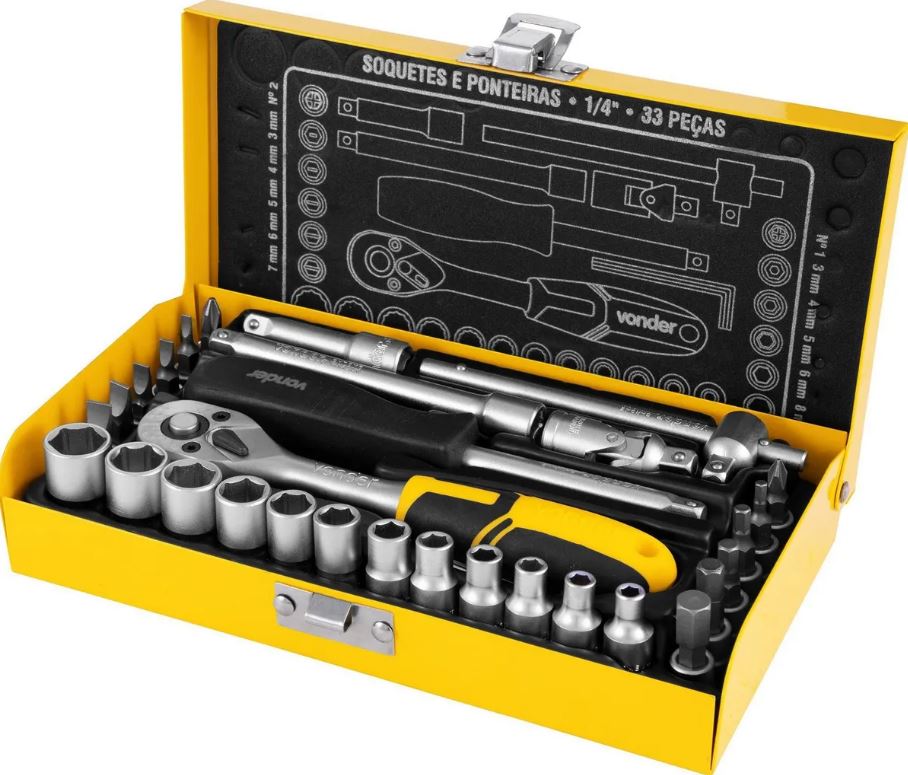 JOGO DE SOQUETE 1/4 33PCS - VONDER