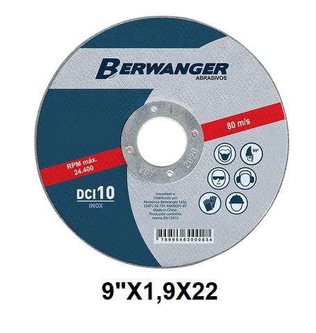 DISCO DE CORTE (230MM) 9"X1,9X22 - BERWANGER