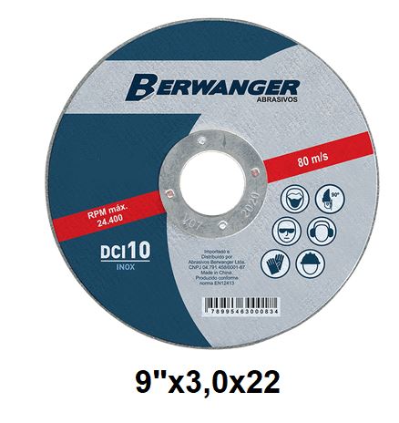 DISCO DE CORTE (230MM) 9"X3,2X22 - BERWANGER
