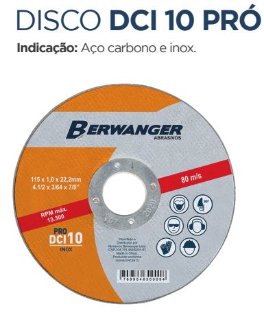 DISCO DE CORTE (115MM) 4.1/2X1,0X22 - PRO LARANJA - BERWANGER