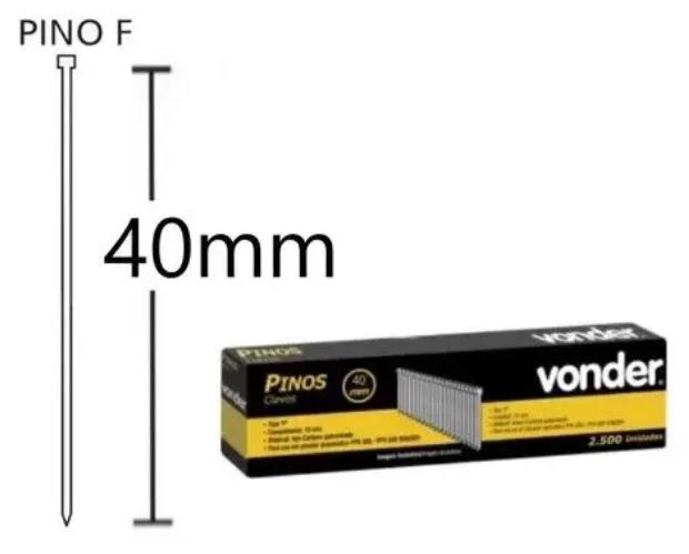 PINO F PARA PINADOR PNEUMATICO 40MM CX 2.500 - VONDER 