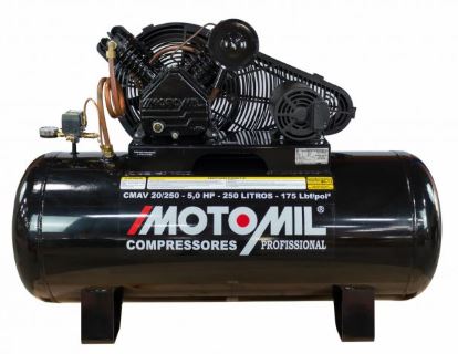 COMPRESSOR DE AR 05,0HP 20/250L TRIF. 175LBS 220/380V CMAV-20/250 - MOTOMIL