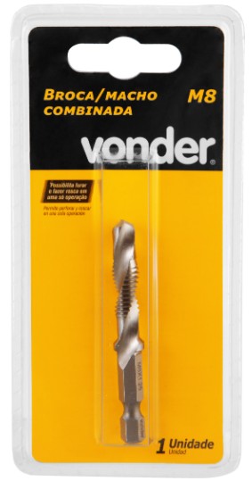 MACHO MAQUINA C/ BROCA M8-1,25 - VONDER