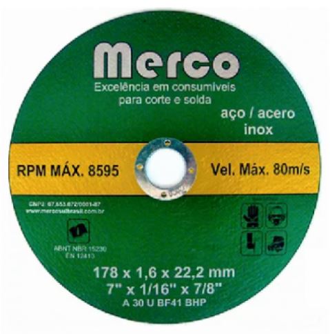 DISCO DE CORTE (180MM) 7"X1,6X22 - MERCOSUL